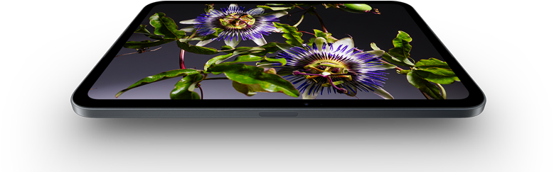 جهاز iPad&nbsp;mini، شاشة OLED مقاس 8.5&nbsp;إنش، ألوان ساطعة وأسود غني، يعرض شخصاً يرتدي قبعة وسترة