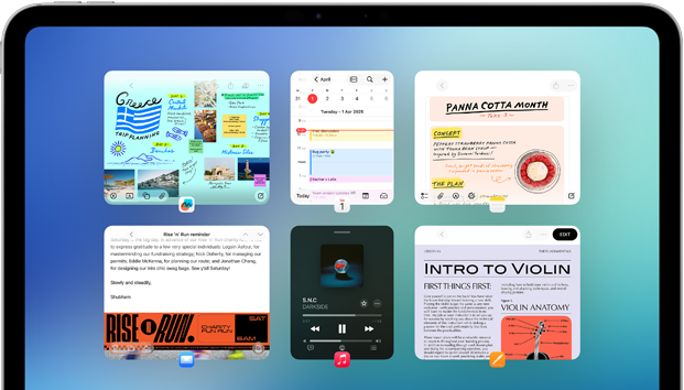 iPad Air displaying Notes app and Calendar app