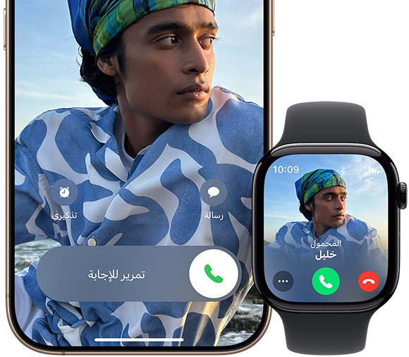ساعتا Apple&nbsp;Watch&nbsp;Series&nbsp;10‏، إحداهما تعرض مراحل النوم والأخرى إشعار انقطاع النفس النومي