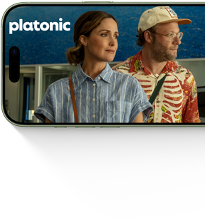 iPhone 17، الجزء الأمامي الخارجي، يعرض مسلسل Platonic على +Apple TV