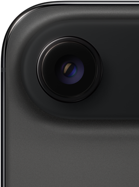 iPhone Air، الجزء الخلفي الخارجي، لون أسود فلكي، زوايا علوية مدورة، نظام كاميرا Fusion بعدسة واحدة