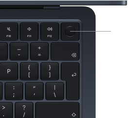 Touch ID sensor located in top right corner of MacBook Air keyboard